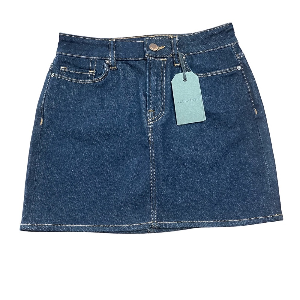 All Saints Ace Mini Denim Skirt NWT Size:2 Dark Wash